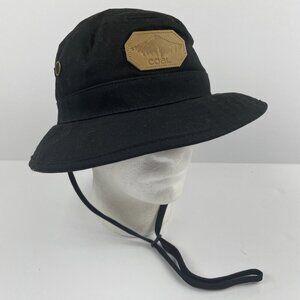 COAL Headwear Bucket Hat Adult M Full Brim Breathable Chin Strap Black Canvas